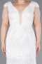 Robe De Soirée Grande Taille Perlé Longue Blanc ABU5336