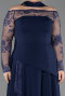 Robe de Soirée Grande Taille Longue Dantelle Bleu Marine ABU5657