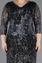 Robe de Soirée Grande Taille Courte Squameuse Noir-Anthracite ABK1284