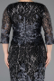 Robe de Soirée Grande Taille Courte Squameuse Noir-Anthracite ABK1284