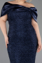 Robe De Invitation Grande Taille Midi Perlé Bleu Marine ABK2509