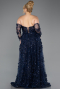Robe De Fiançailles Grande Taille Longue Bleu Marine ABU5660