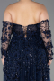 Robe De Fiançailles Grande Taille Longue Bleu Marine ABU5660