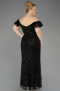 Robe de Soirée Grande Taille Longue Perlé Noir ABU5548