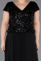 Robe de Soirée Grande Taille Longue Mousseline Noir ABU5651