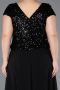 Robe de Soirée Grande Taille Longue Mousseline Noir ABU5651