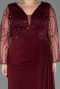 Robe de Soirée Grande Taille Longue Mousseline Rouge Bordeaux ABU5624