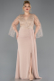 Robe de Soirée Grande Taille Longue Mousseline Or ABU5624