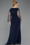 Robe de Soirée Grande Taille Longue Mousseline Bleu Marine ABU5624
