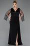 Robe de Soirée Grande Taille Longue Mousseline Noir ABU5624