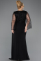 Robe de Soirée Grande Taille Longue Mousseline Noir ABU5624
