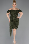 Robe De Invitation Grande Taille Midi Kaki ABK2534