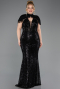 Robe De Soirée Grande Taille Longue Perlé Noir ABU5698