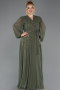 Robe De Soirée Grande Taille Mousseline Longue Kaki ABU3075