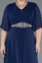 Robe de Soirée Grande Taille Longue Mousseline Bleu Marine ABU5613