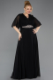 Robe de Soirée Grande Taille Longue Mousseline Noir ABU5613