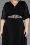 Robe de Soirée Grande Taille Longue Mousseline Noir ABU5613