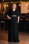 Robe de Soirée Grande Taille Longue Mousseline Noir ABU5613