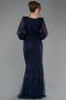 Robe de Soirée Longue Perlé Bleu Marine ABU5695