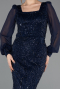 Robe de Soirée Longue Perlé Bleu Marine ABU5695