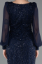 Robe de Soirée Longue Perlé Bleu Marine ABU5695