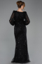 Robe De Soirée Grande Taille Longue Perlé Noir ABU6292