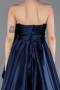 Robe De Soirée Satin Longue Bleu Marine ABU4774