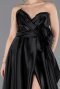 Robe De Soirée Satin Longue Noir ABU4774