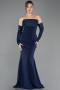 Robe De Soirée Longue Bleu Marine ABU4398