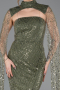 Robe De Soirée Perlé Longue Kaki ABU5652