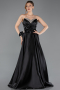 Robe De Soirée Satin Longue Noir ABU5541
