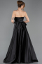 Robe De Soirée Satin Longue Noir ABU5541