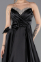 Robe De Soirée Satin Longue Noir ABU5541