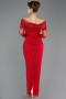 Robe De Soirée Perlé Longue Rouge ABU5550