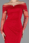 Robe De Soirée Perlé Longue Rouge ABU5550