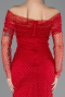 Robe De Soirée Perlé Longue Rouge ABU5550