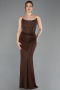 Robe de Soirée Longue Dantelle Brun ABU5717