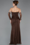 Robe de Soirée Longue Dantelle Brun ABU5700