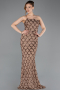Robe de Soirée Longue Squameuse Cuivre ABU5701