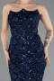 Robe de Soirée Longue Squameuse Bleu Marine ABU5701