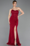 Robe De Soirée Dantelle Longue Rouge Bordeaux ABU5614