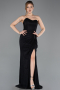 Robe De Soirée Dantelle Longue Noir ABU5614