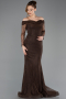 Robe De Soirée Dantelle Longue Brun ABU5617