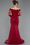 Robe De Soirée Dantelle Longue Couleur Cerise ABU5617