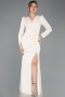 Robe de Soirée Longue Dantelle Beige ABU5720