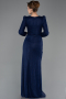 Robe de Soirée Longue Dantelle Bleu Marine ABU5720