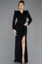 Robe de Soirée Longue Dantelle Noir ABU5720