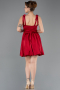 Robe de Soirée Courte Satin Rouge Bordeaux ABK2536