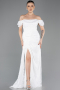 Robe de Soirée Longue Dantelle Blanc ABU5728