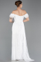 Robe de Soirée Longue Dantelle Blanc ABU5728